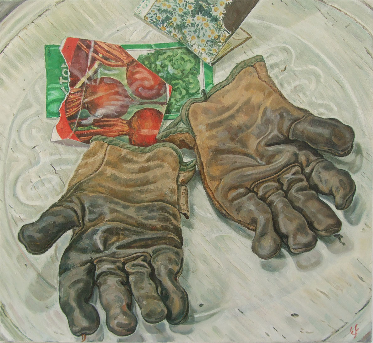 Garden gloves and seed packets