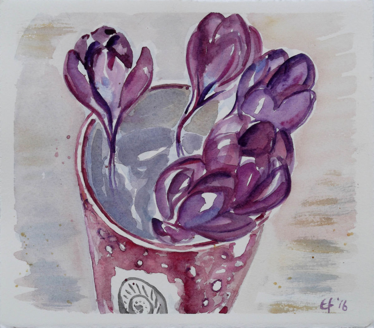 crocuses in lustre cup